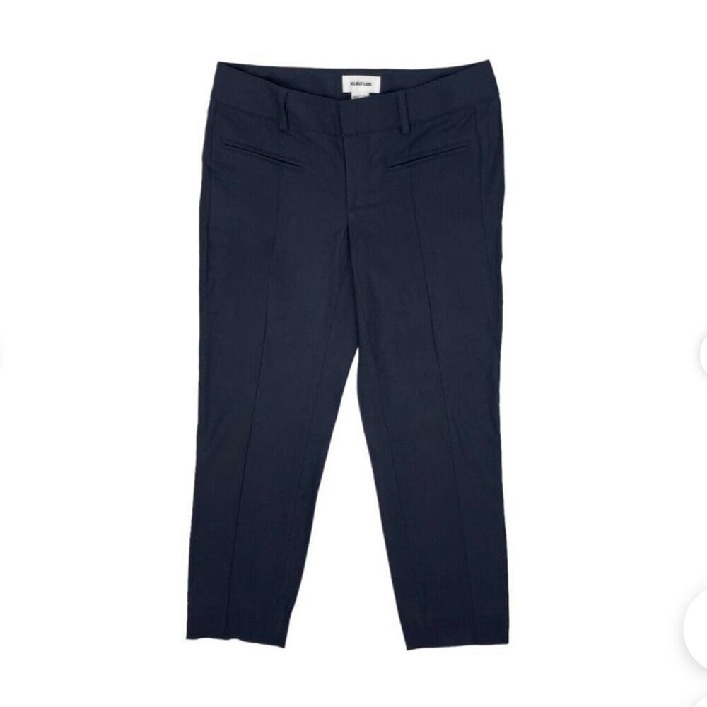Helmut Lang Navy Blue Mid Rise Trousers Dress Pants Ankle Crop Size 2